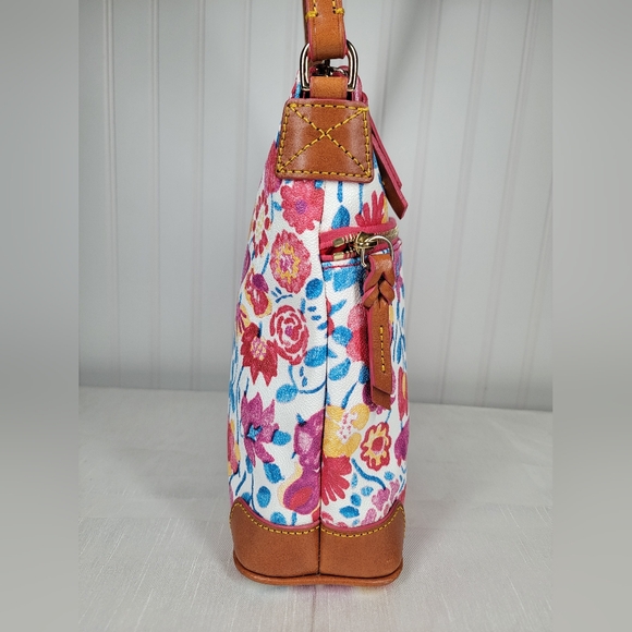 Dooney & Bourke Marabelle Crossbody Bag Pink White Floral Leather Medium Size - Picture 2 of 11